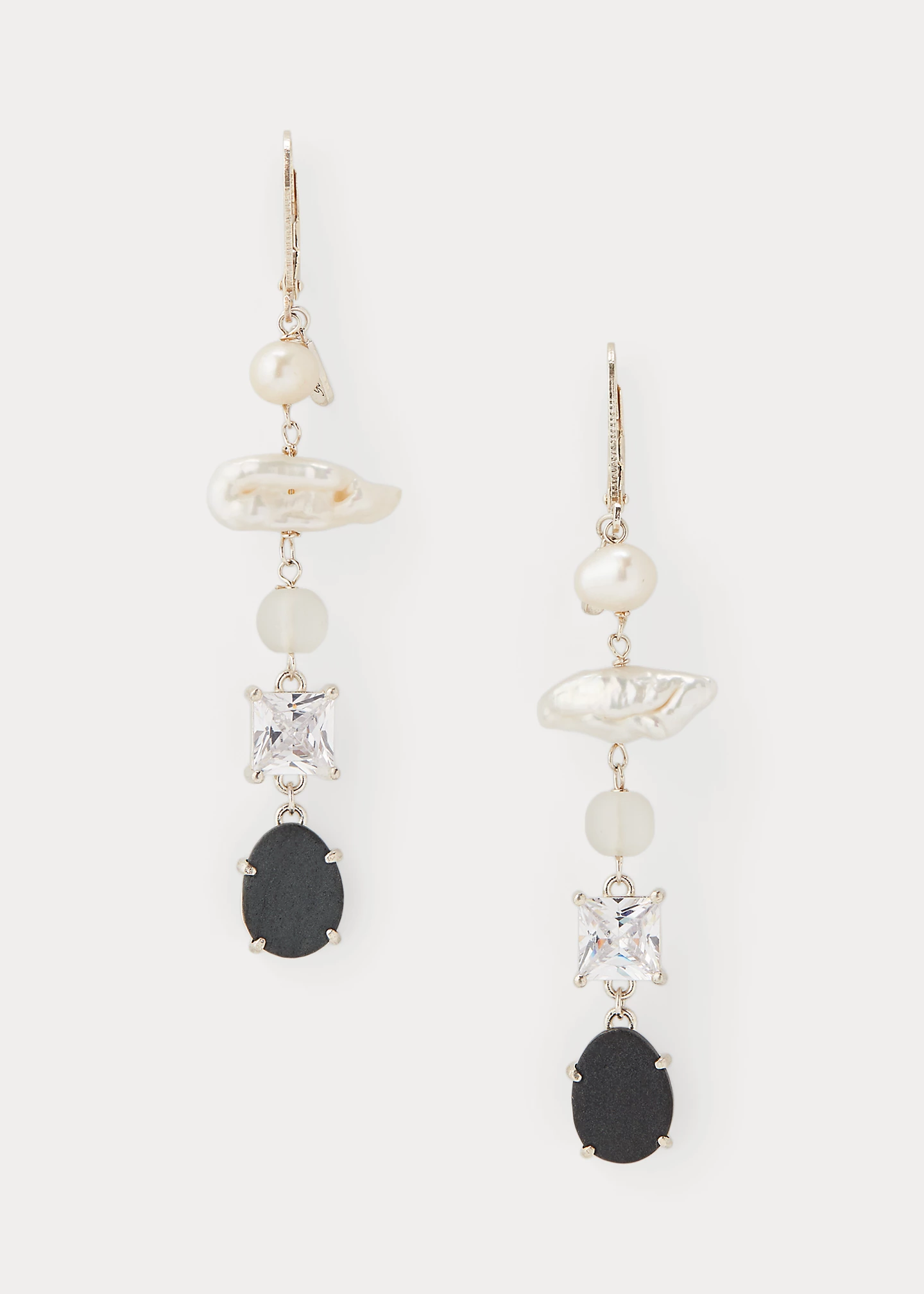 Pearl & Beach Stone Drop Earrings