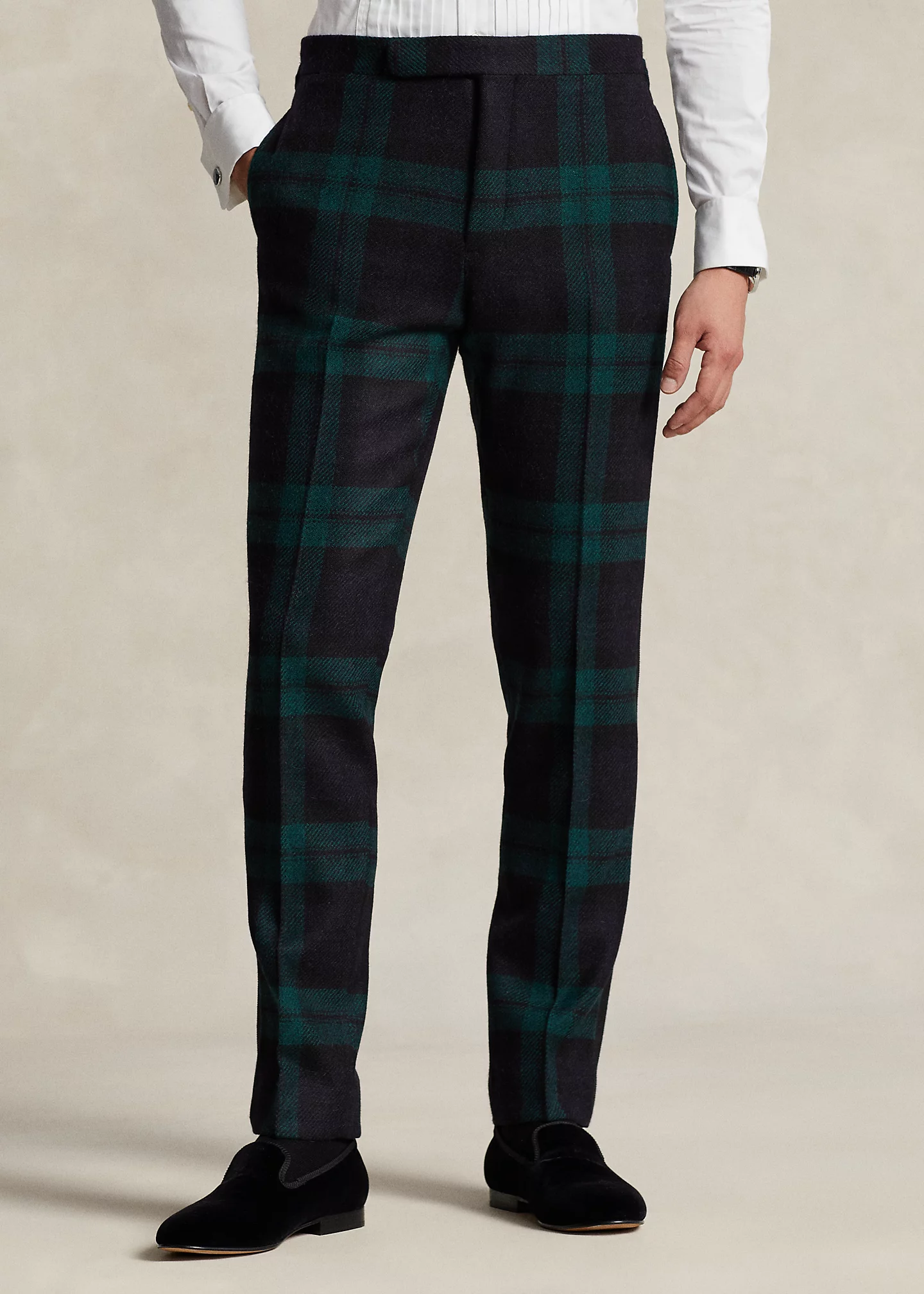 Plaid Wool Tweed Suit Trouser