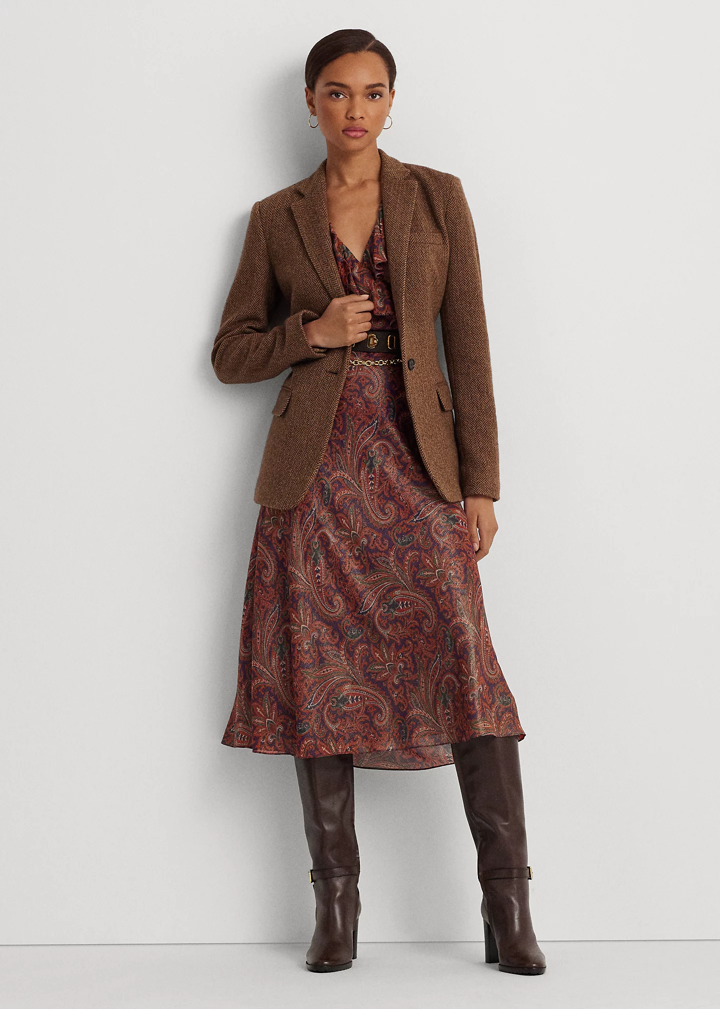 Wool-Blend Herringbone Blazer