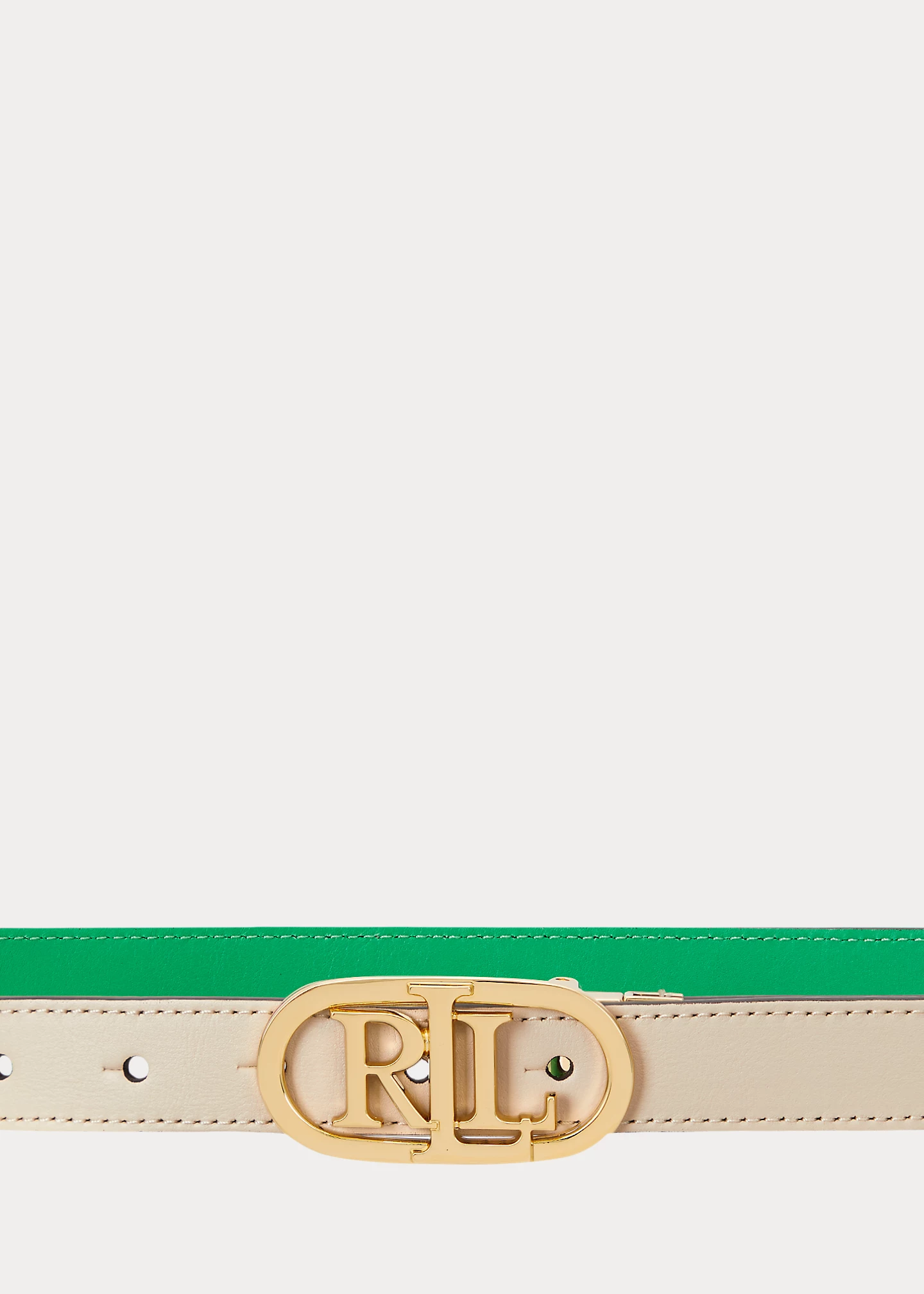 Oval-Logo Reversible Leather Skinny Belt