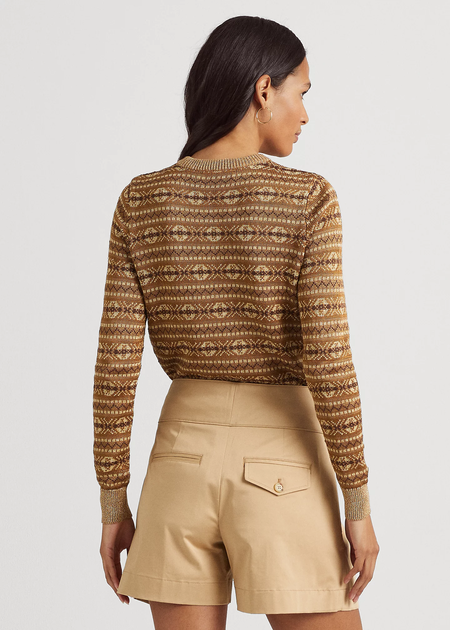 Metallic Fair Isle Cotton-Blend Sweater