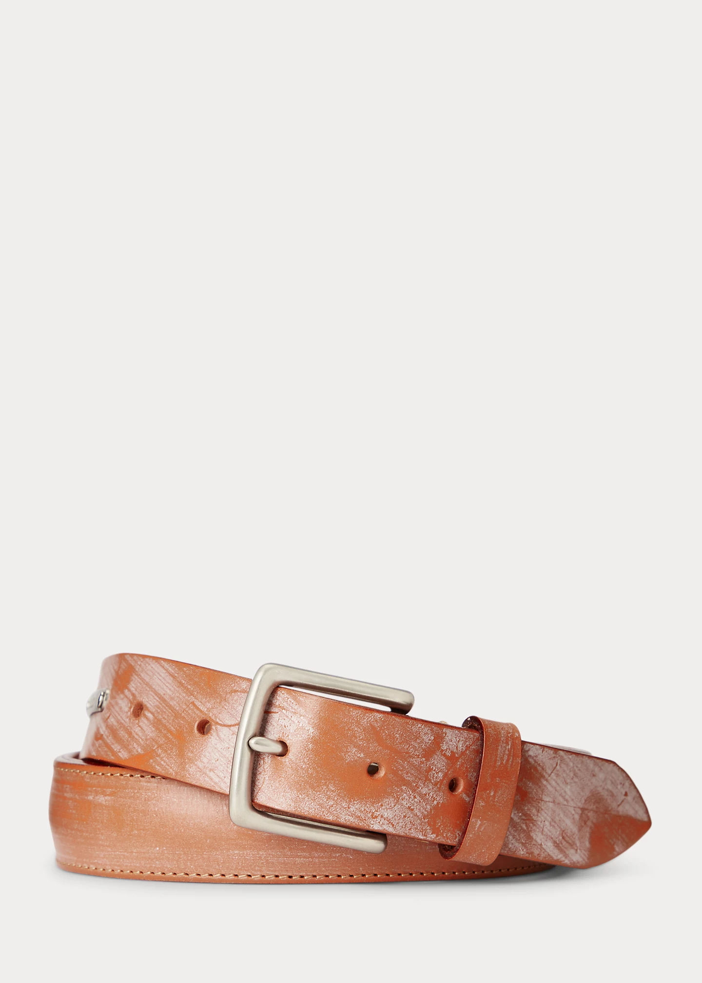 Brass-Buckle Bridle Leather Belt
