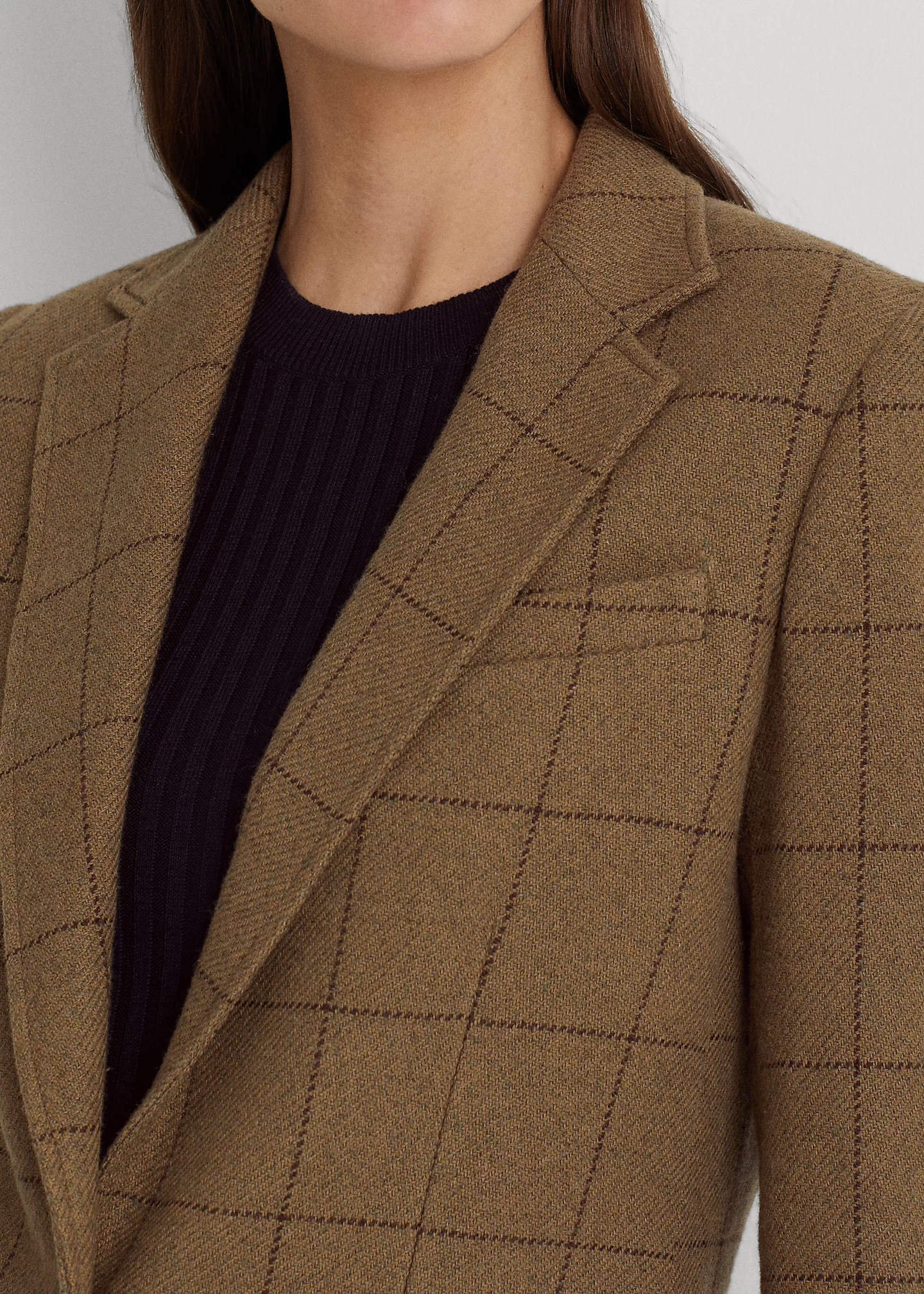Windowpane Linen-Blend Twill Blazer