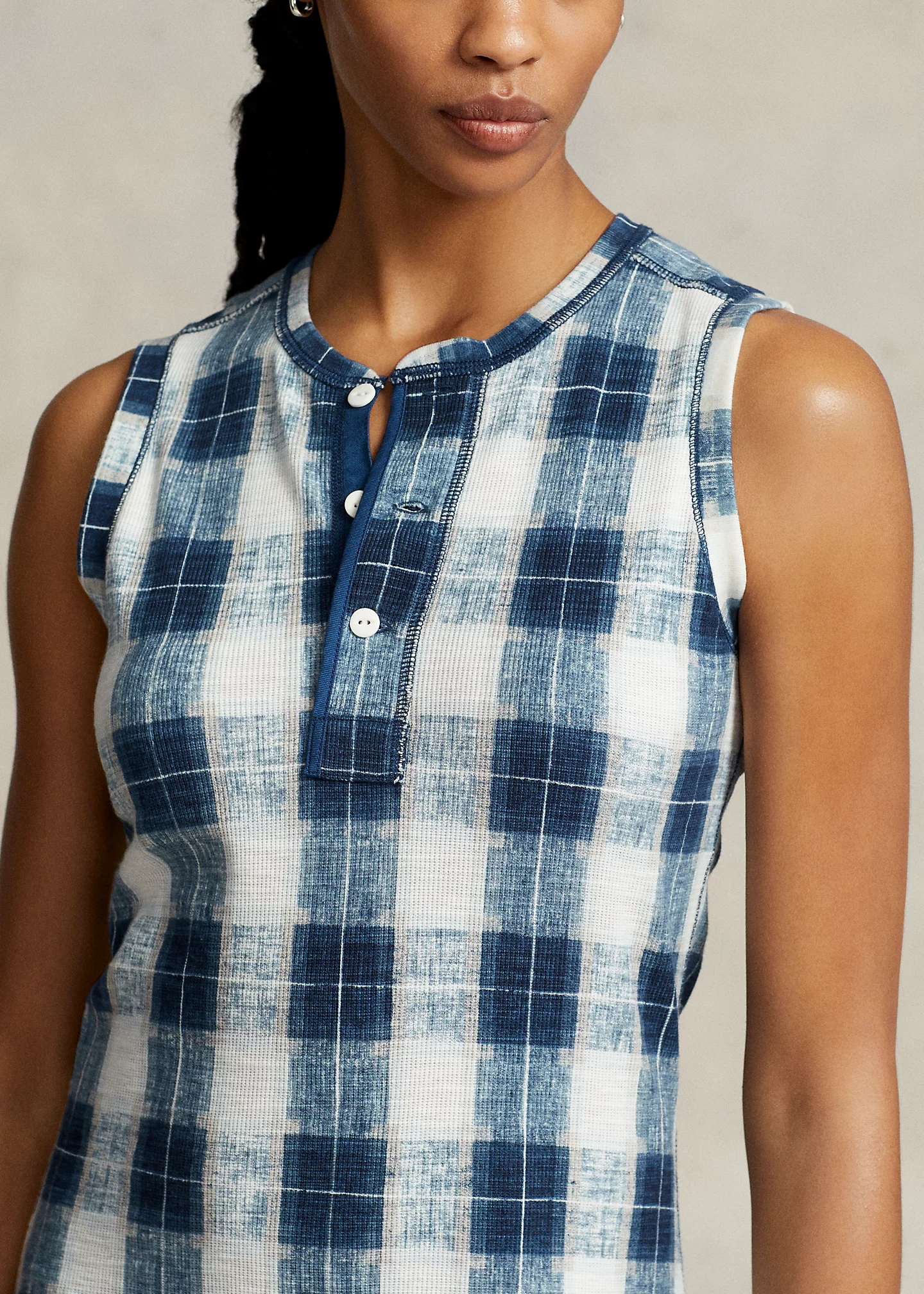 Buffalo Plaid Cotton Henley Dress