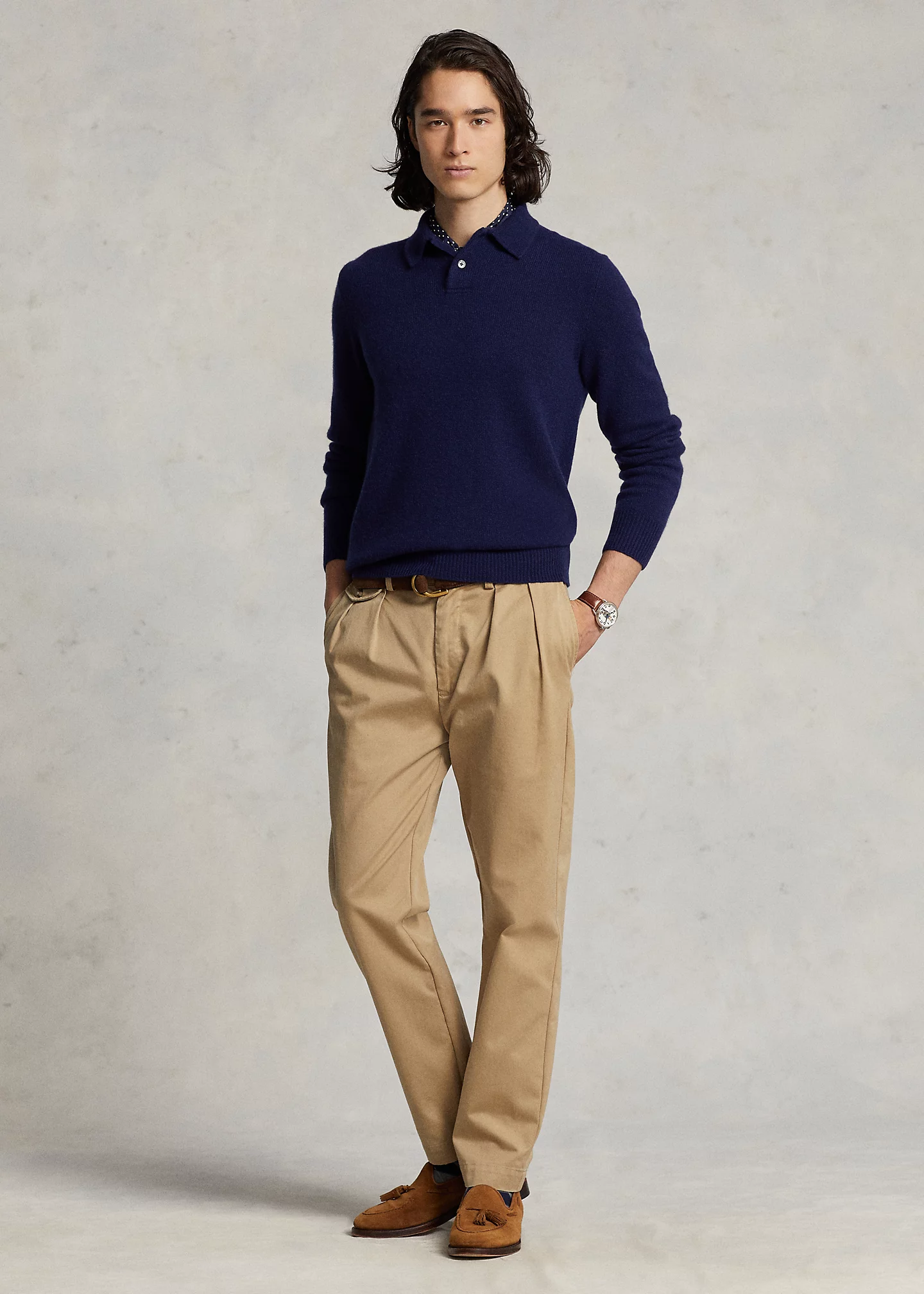 Cashmere Polo-Collar Sweater