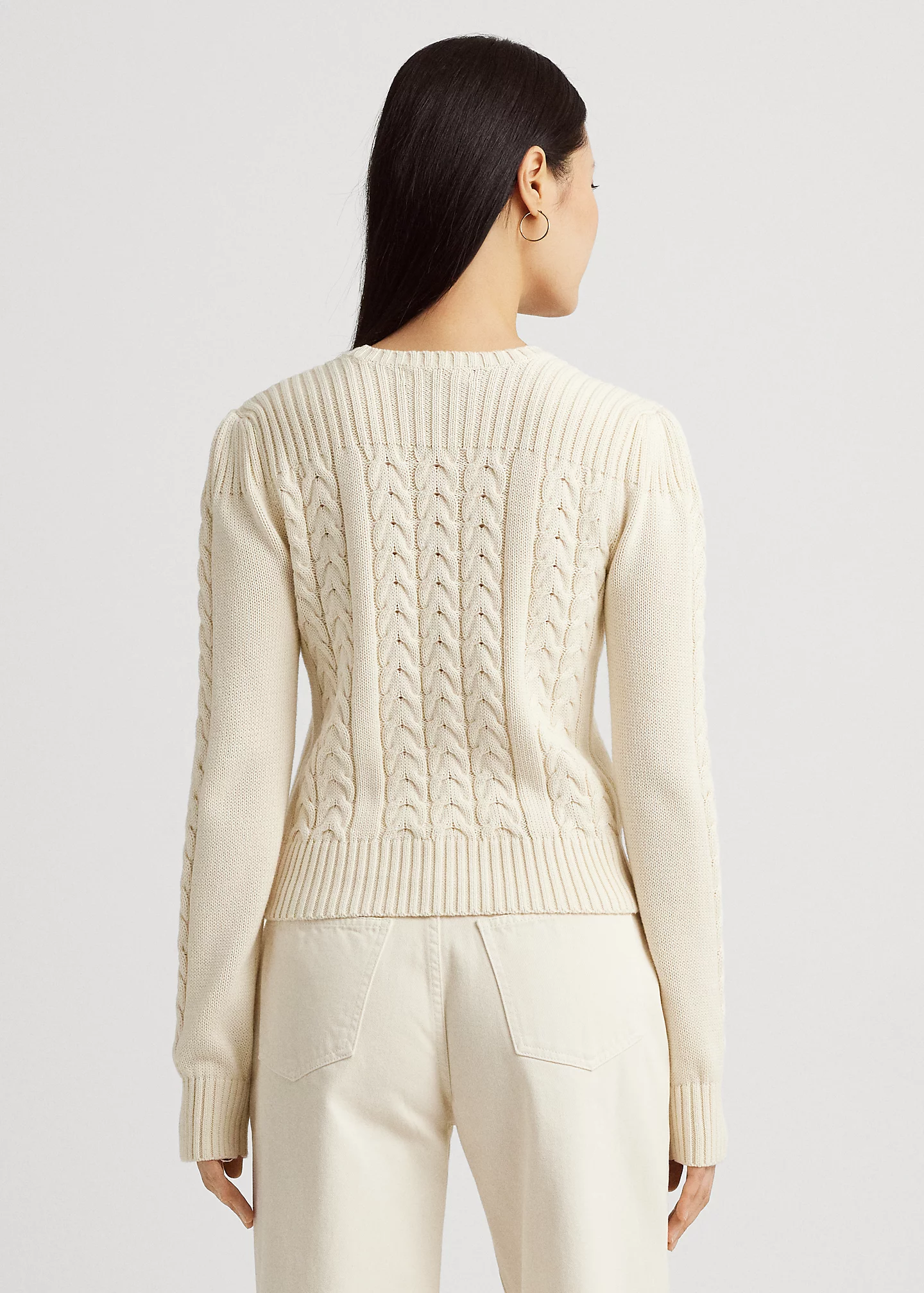 Cable-Knit Puff-Sleeve Sweater