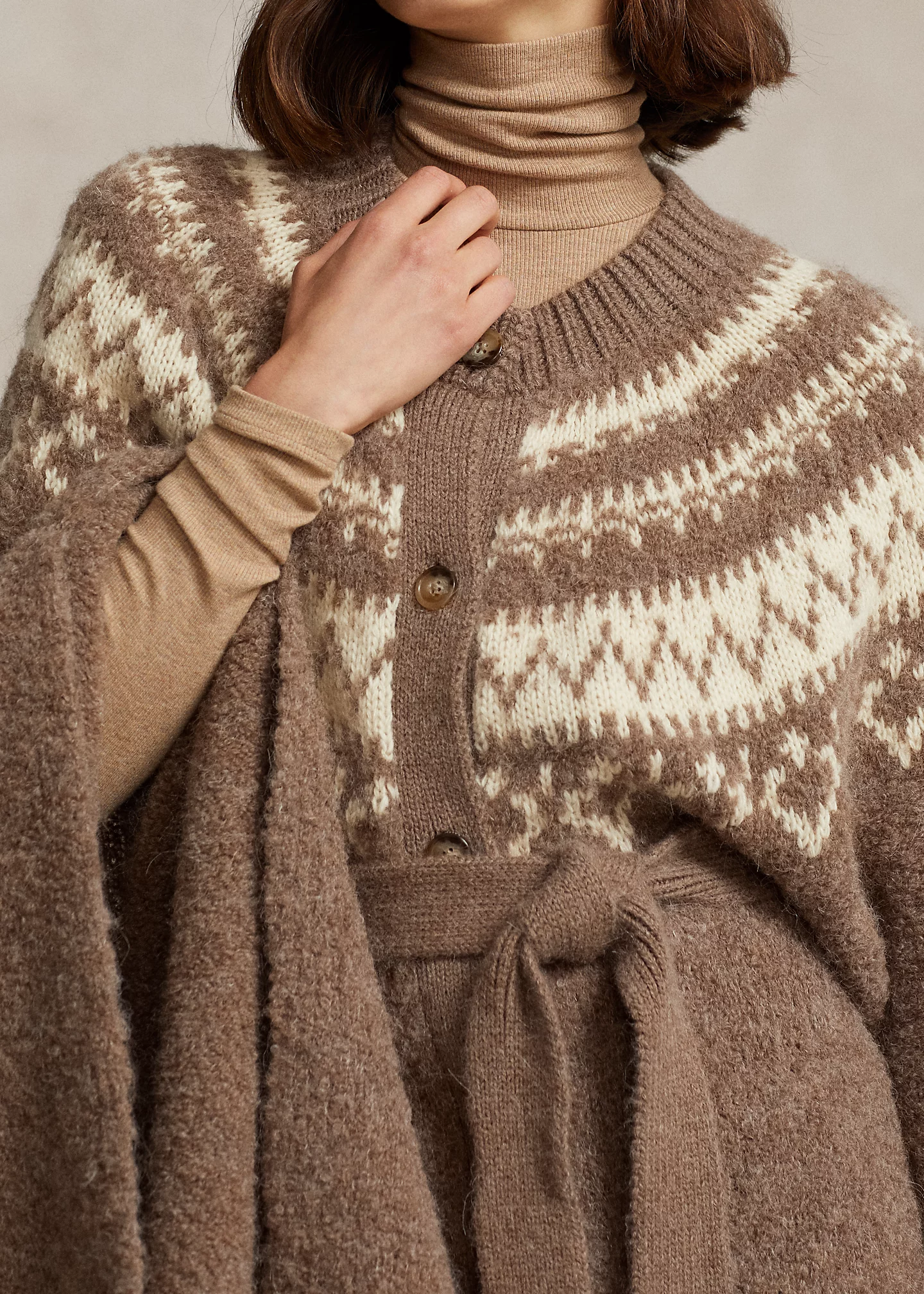 Fair Isle Wool-Blend Cape Cardigan