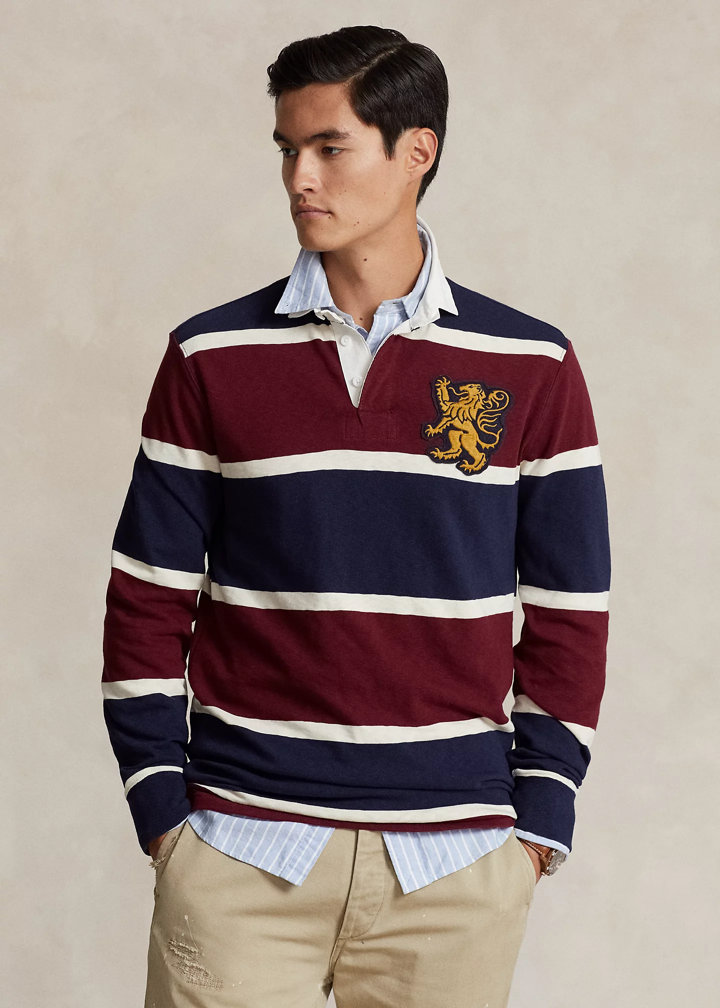 Classic Fit Striped Jersey Rugby Shirt