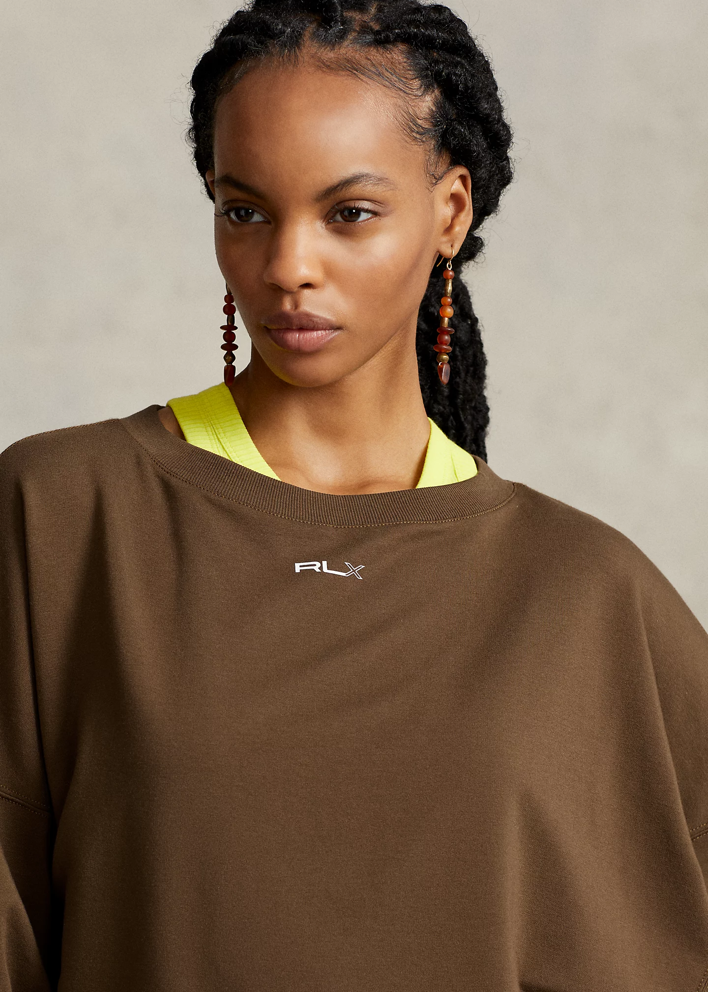 Oversize Stretch-Blend Fleece Pullover