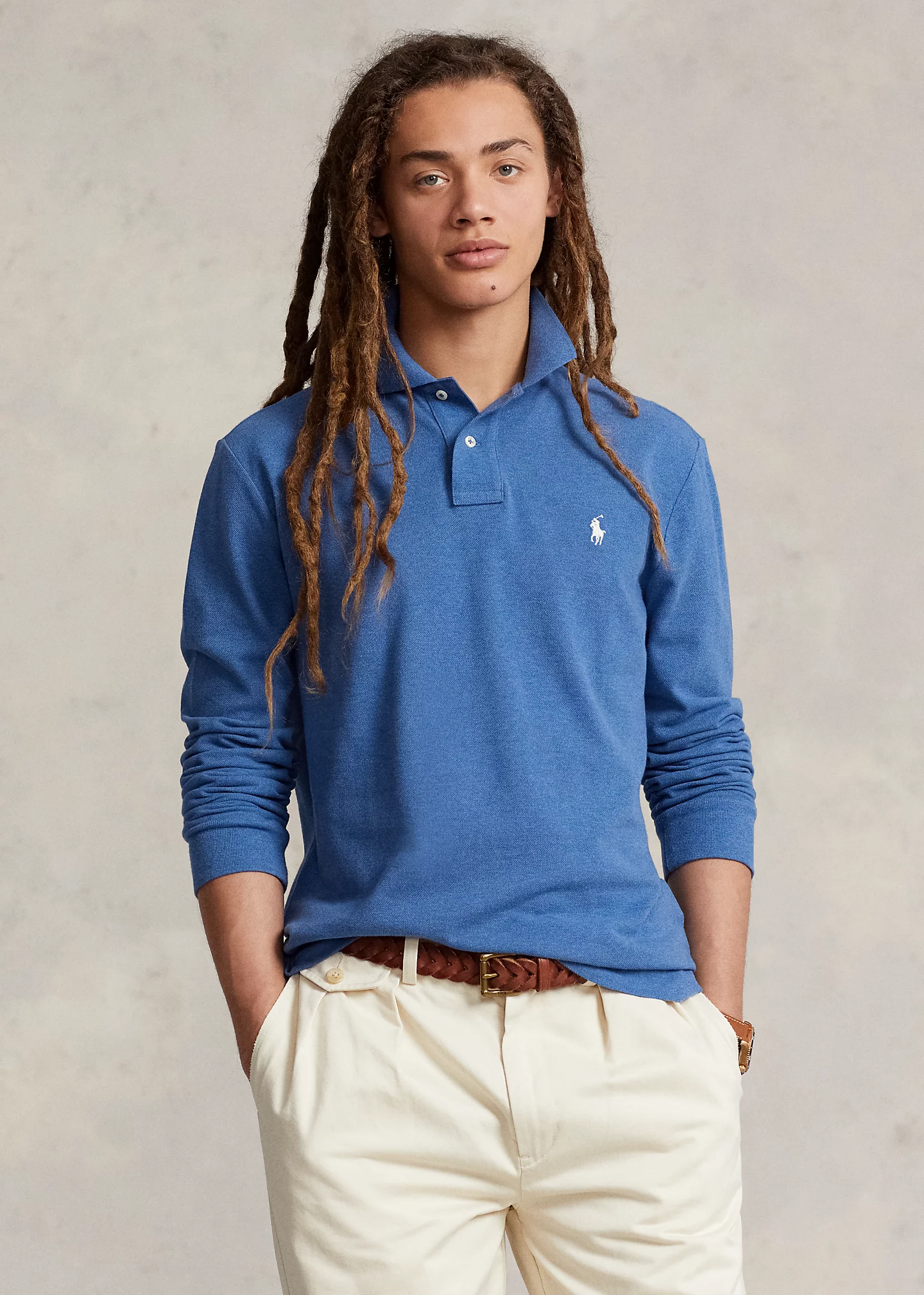 Mesh Long-Sleeve Polo Shirt �C All Fits