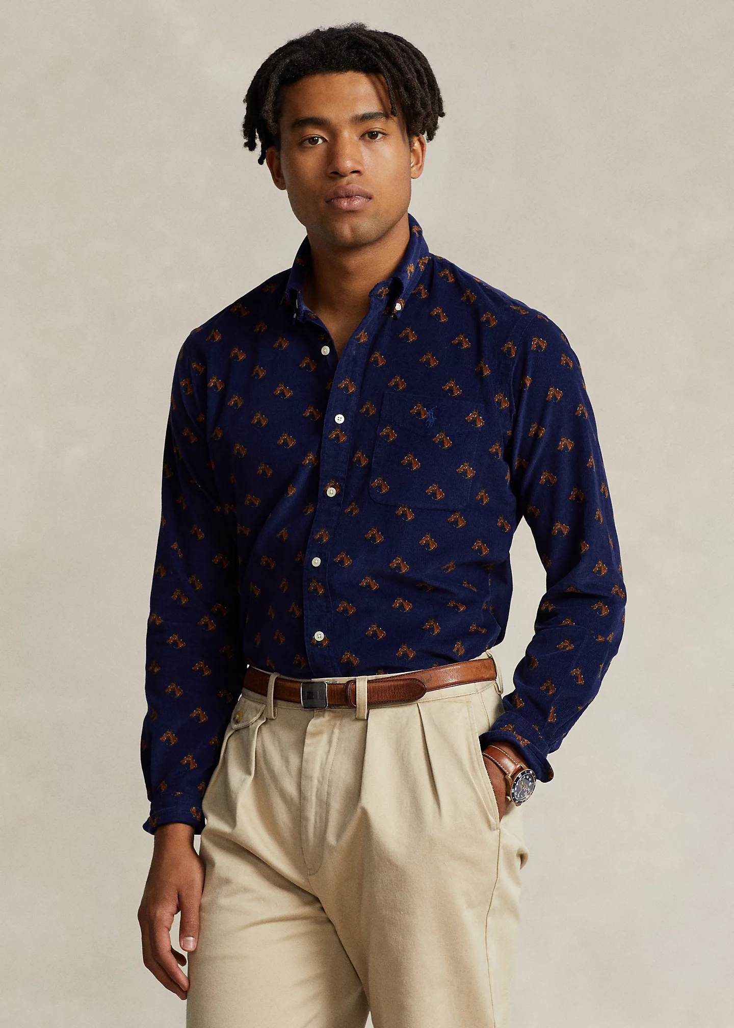 Classic Fit Equestrian Corduroy Shirt