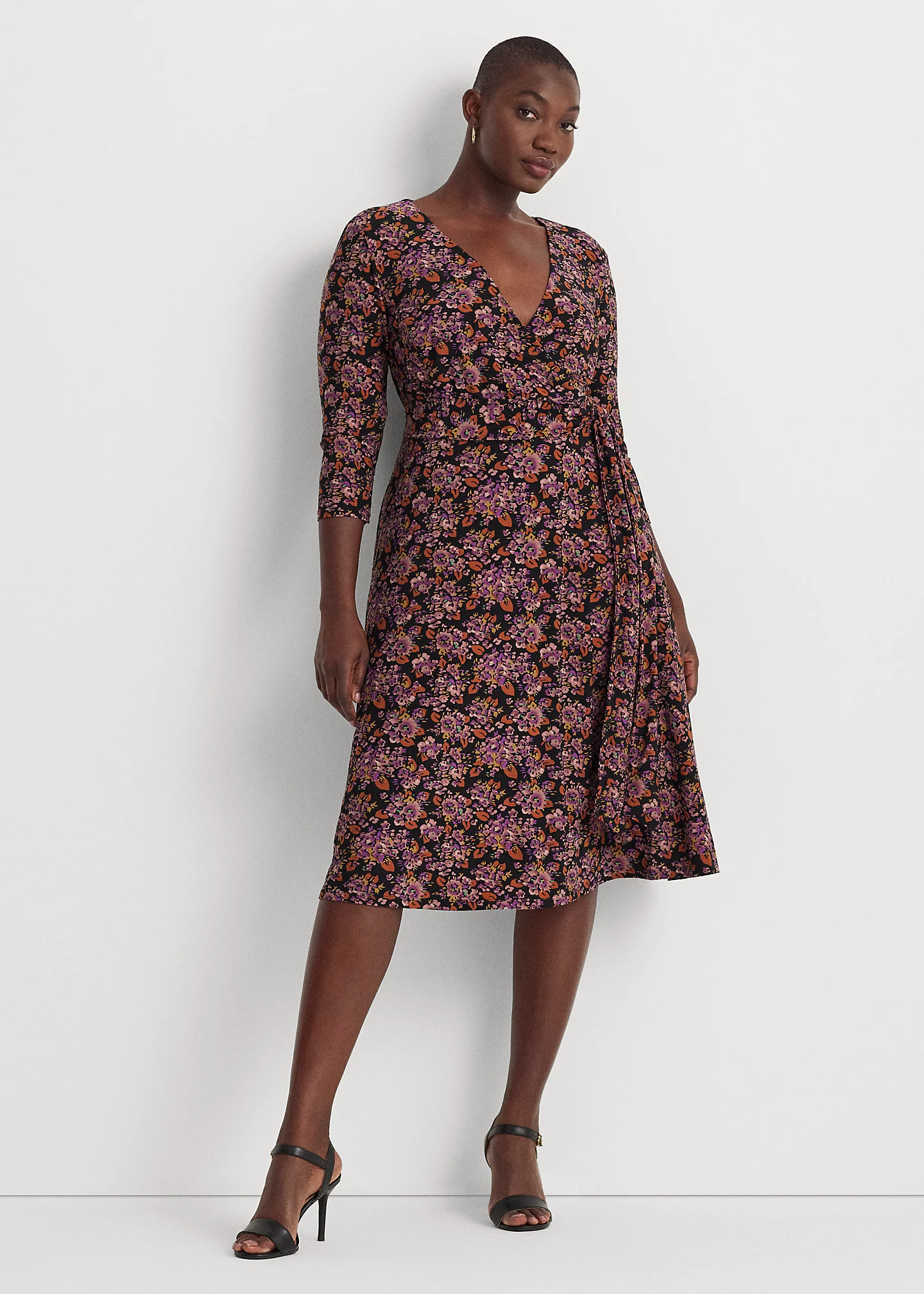Floral Surplice Jersey Dress