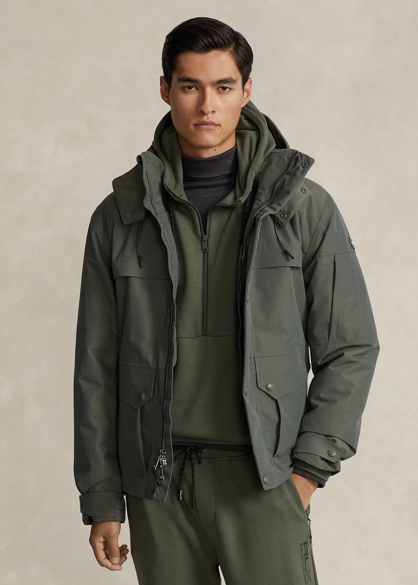 Water-Repellent Faille Hooded Jacket