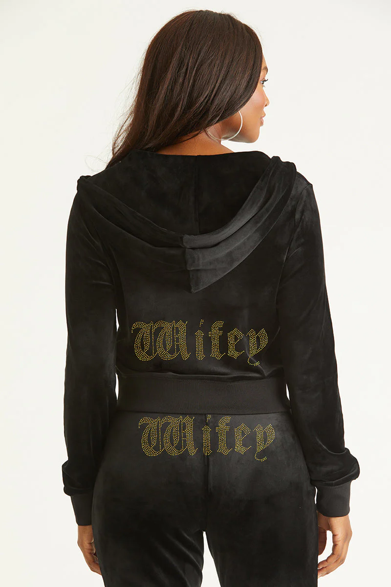 Wifey Customizable Big Bling Velour Hoodie
