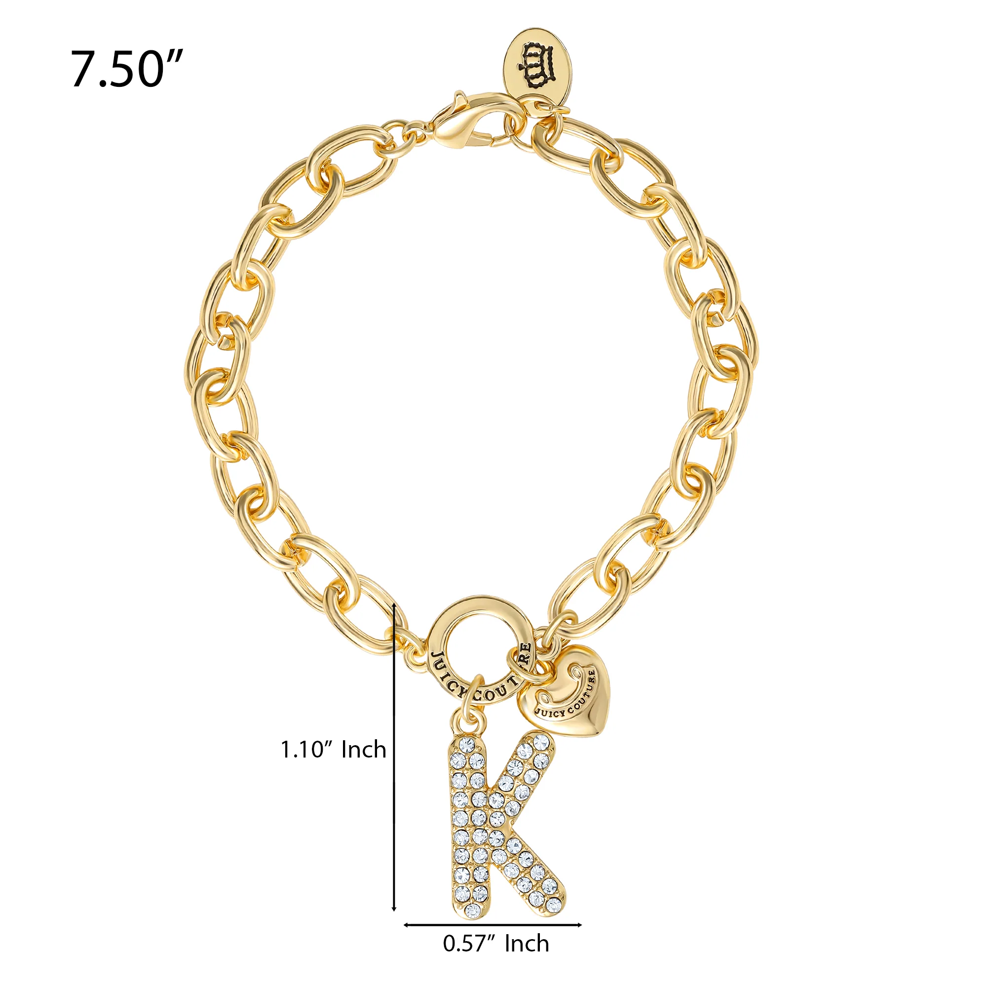 Pavé Initial Charm Bracelet, Letter K