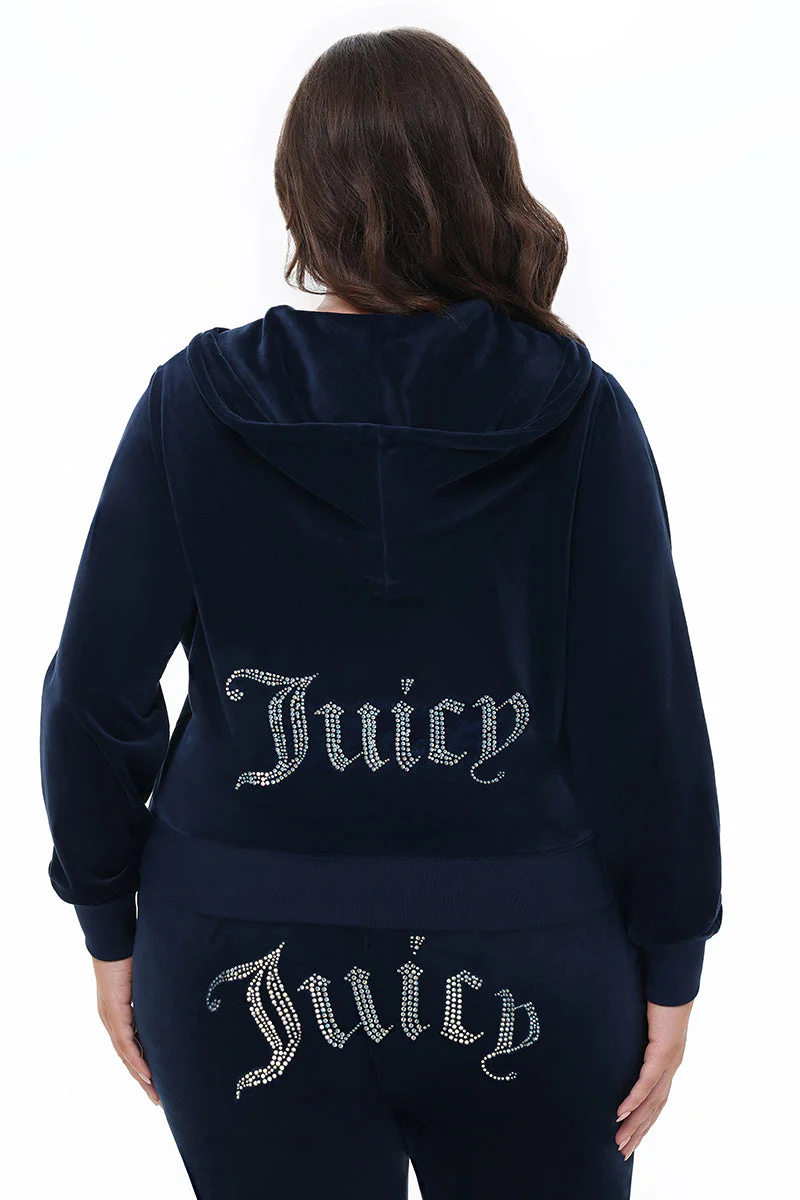 Plus-Size Technicolor Customizable Big Bling Velour Hoodie