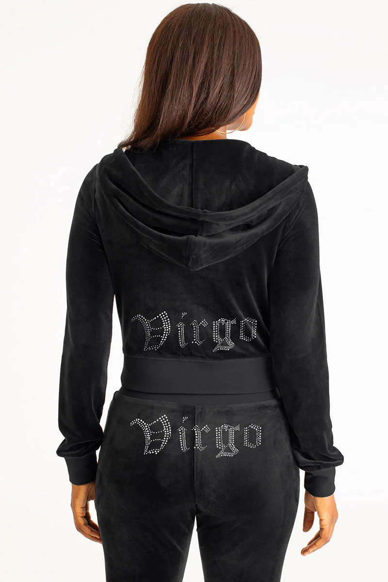 Virgo Customizable Big Bling Velour Hoodie