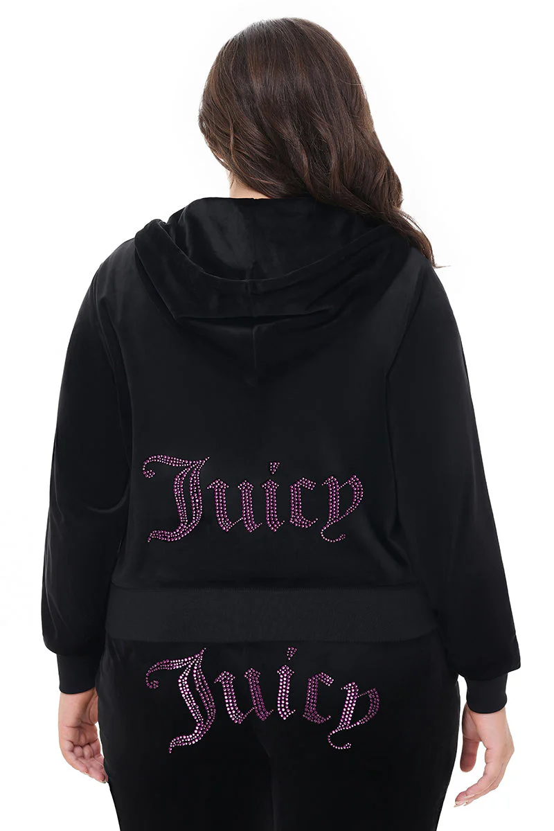 Plus-Size Technicolor Customizable Big Bling Velour Hoodie