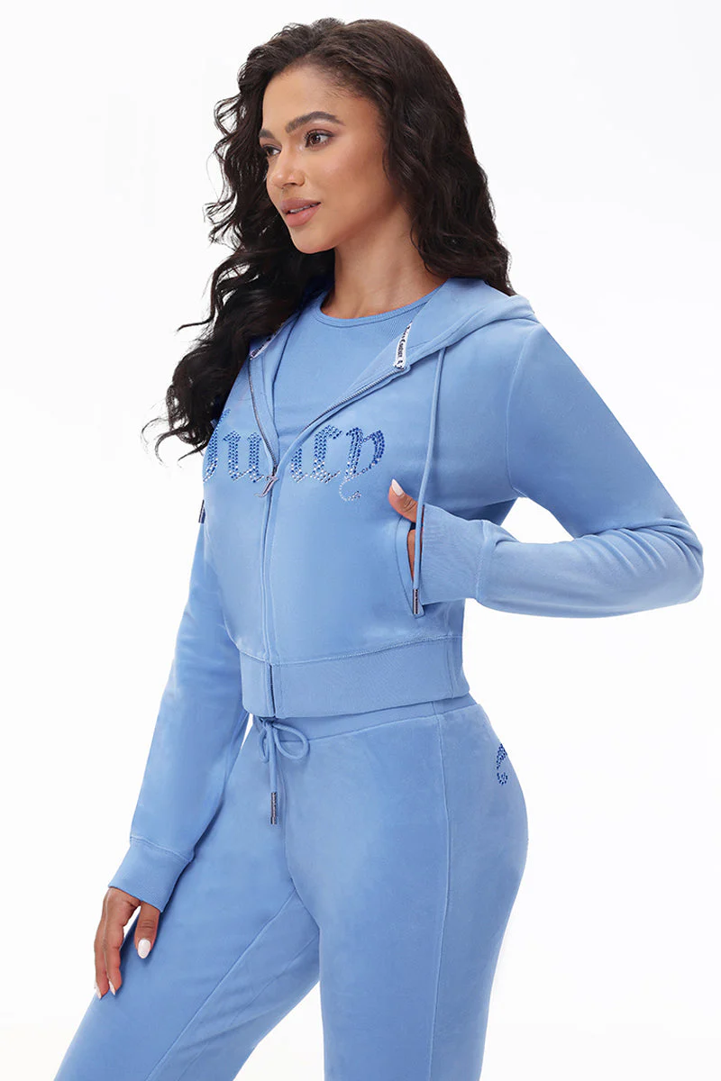 Front Ombre Big Bling Velour Hoodie