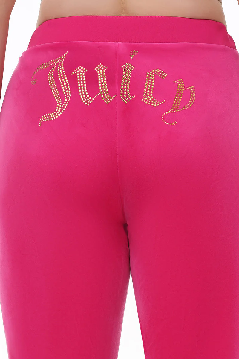 Plus-Size Technicolor Customizable Big Bling Velour Track Pants