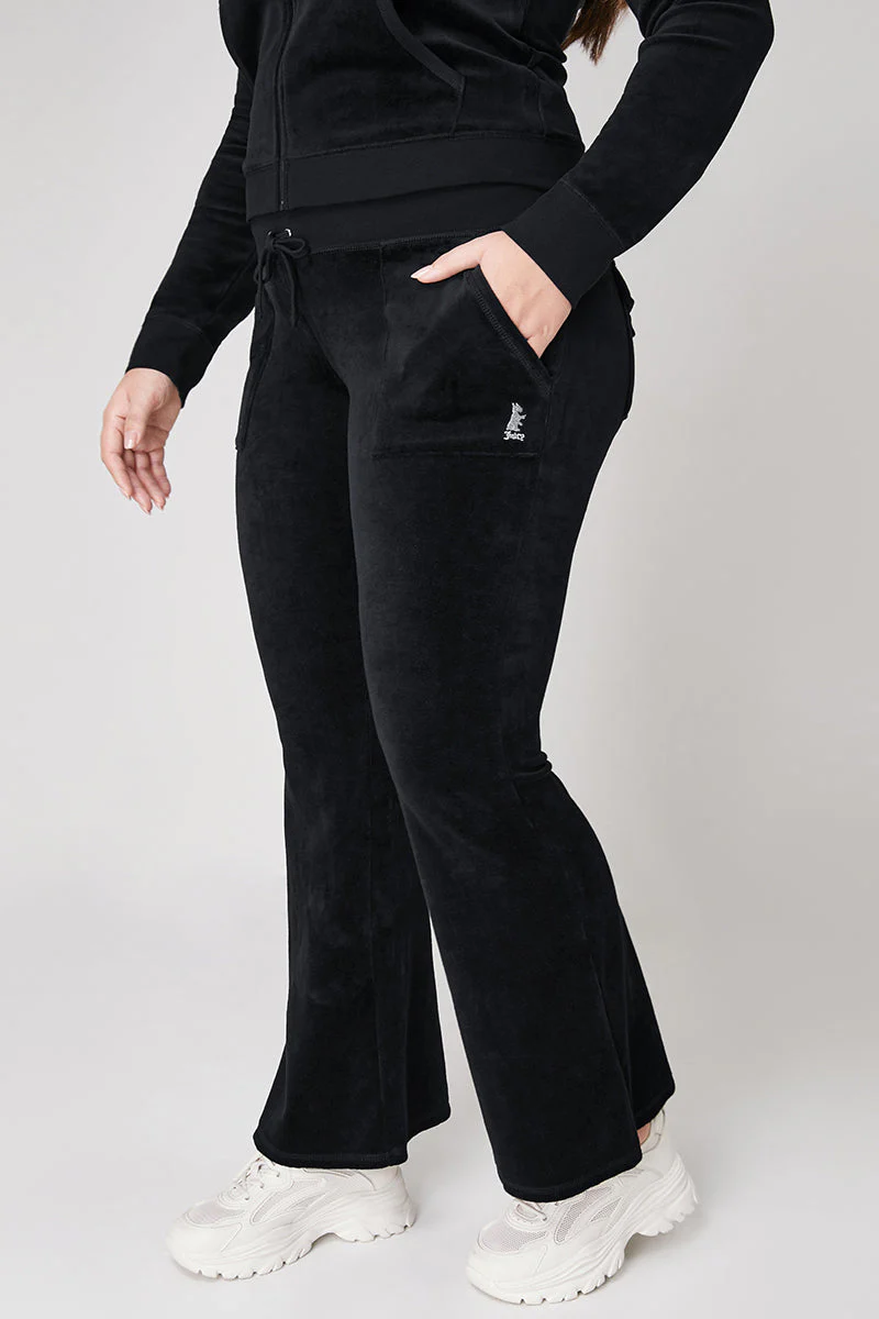 Plus-Size Hollywood Scottie Snap Pocket Cotton Velour Track Pants