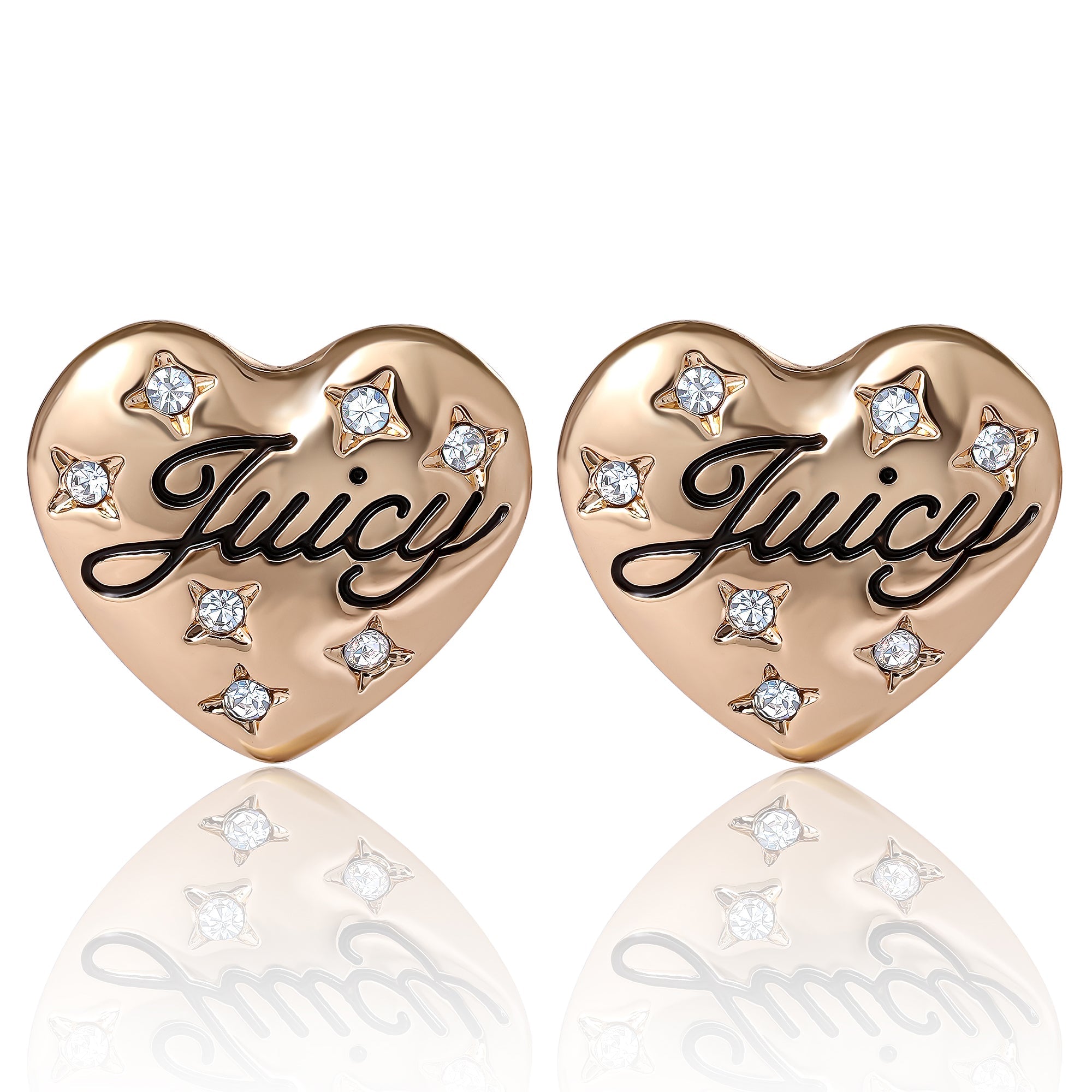 Juicy Crystal-Embellished Heart Stud Earrings