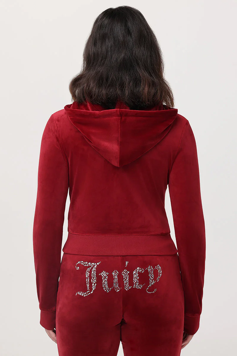 Front Mixed Crystals Velour Hoodie