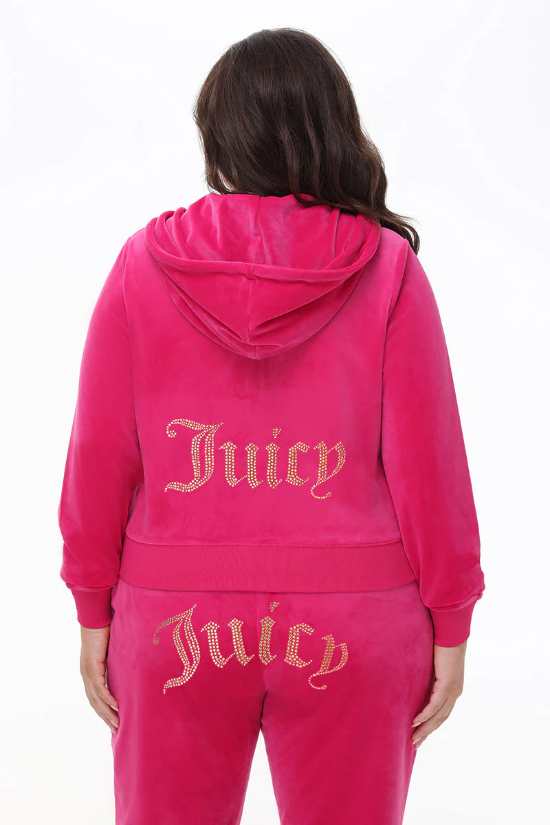 Plus-Size Technicolor Customizable Big Bling Velour Hoodie