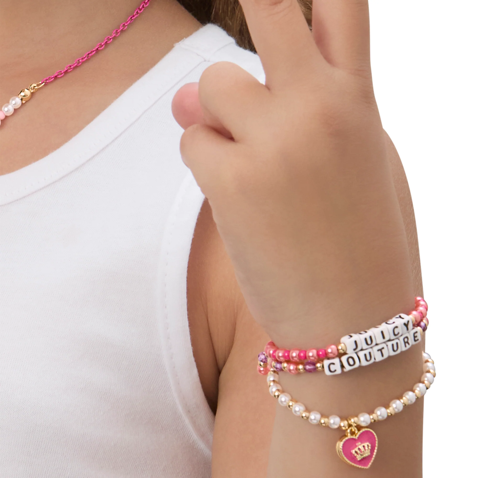 Kids Choose Juicy Heart Charm 3 Piece Beaded Bracelet Set