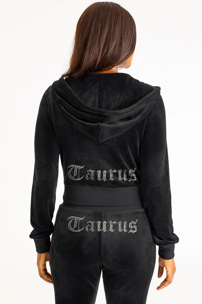 Taurus Customizable Big Bling Velour Hoodie