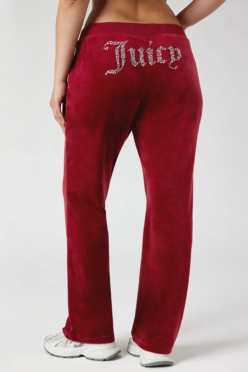 Plus-Size Mixed Crystals Velour Track Pants