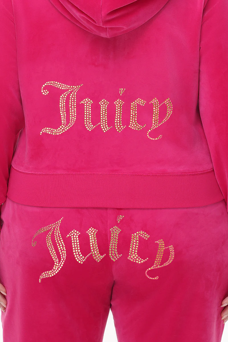 Plus-Size Technicolor Customizable Big Bling Velour Hoodie