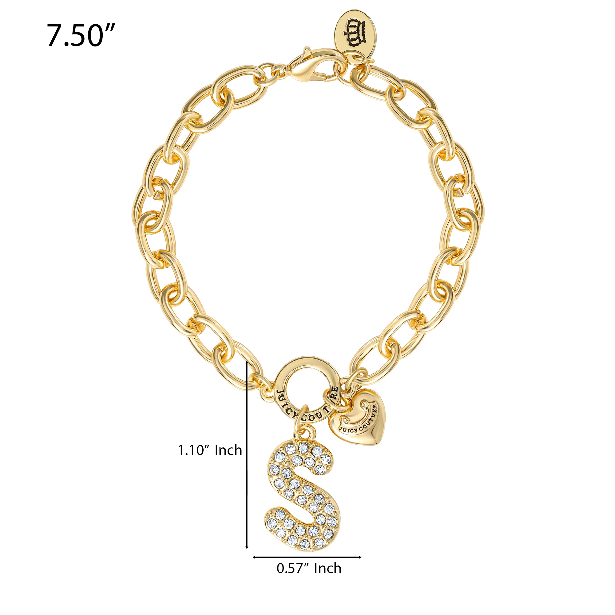 Pavé Initial Charm Bracelet, Letter S