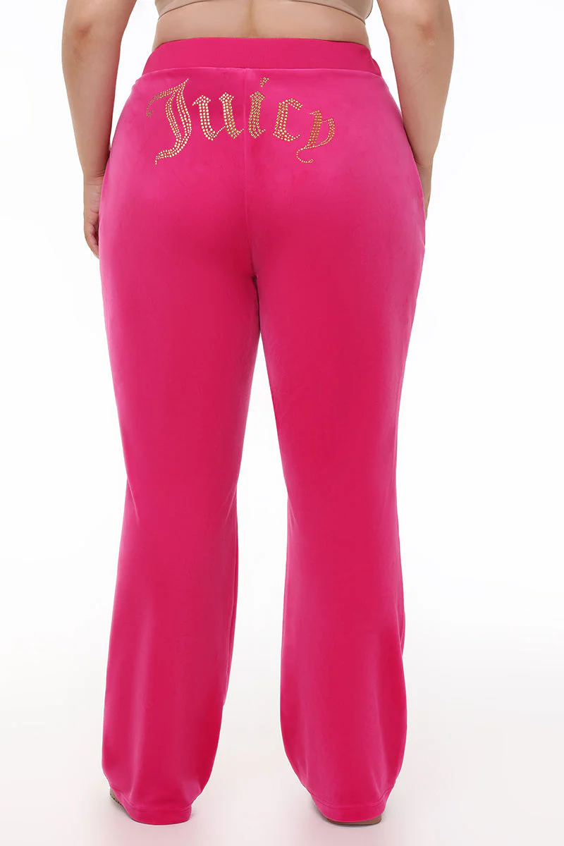 Plus-Size Technicolor Customizable Big Bling Velour Track Pants