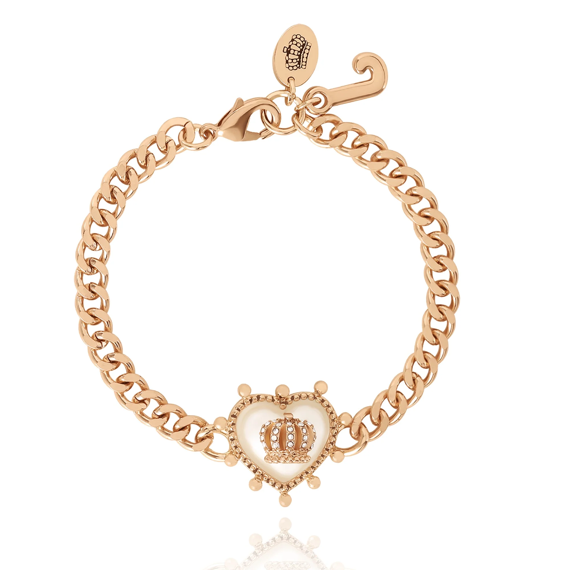 Crown Heart Charm Chain Bracelet