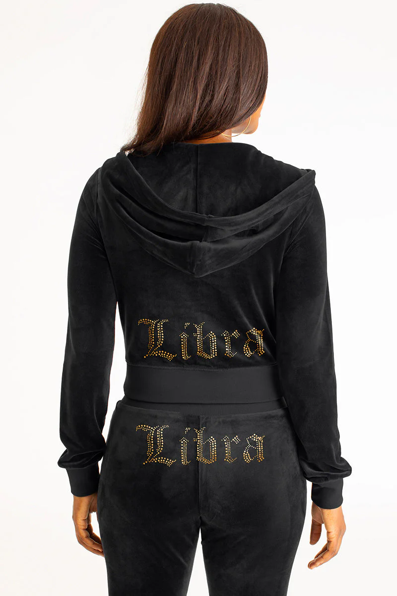 Libra Customizable Big Bling Velour Hoodie