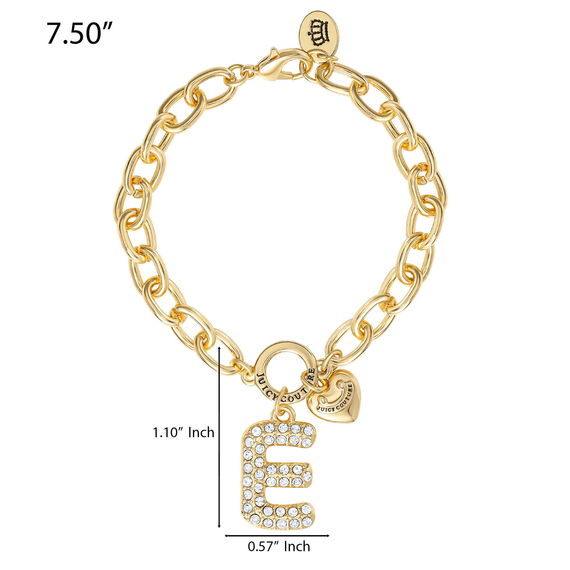 Pavé Initial Charm Bracelet, Letter E