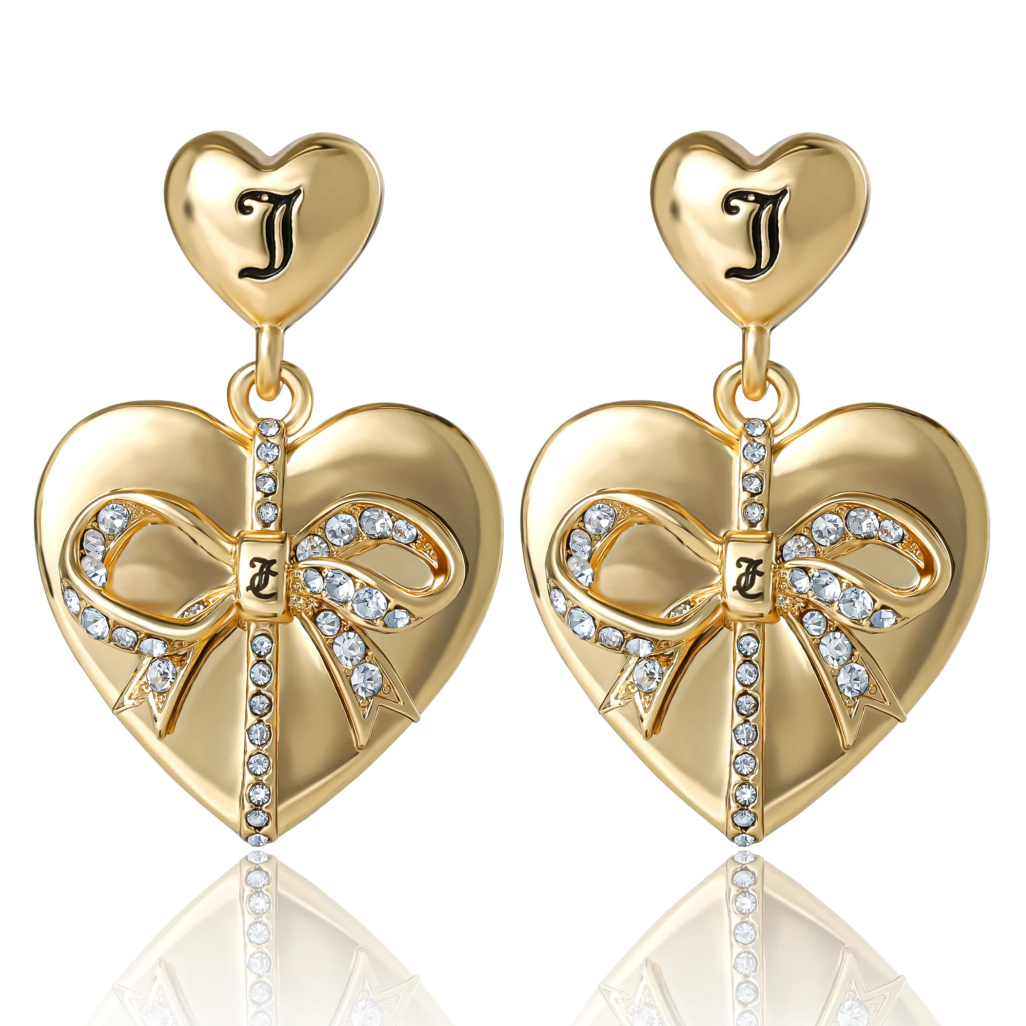 Quilted Double‑Heart Drop Earrings