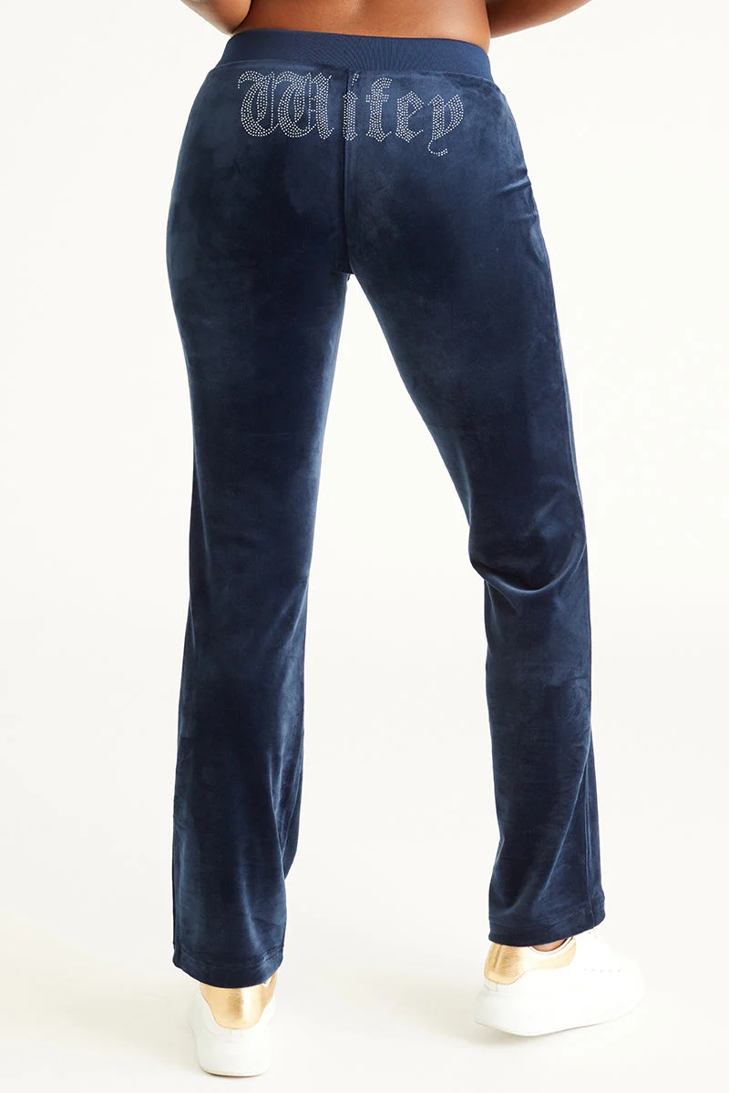 Wifey Customizable Big Bling Velour Track Pants