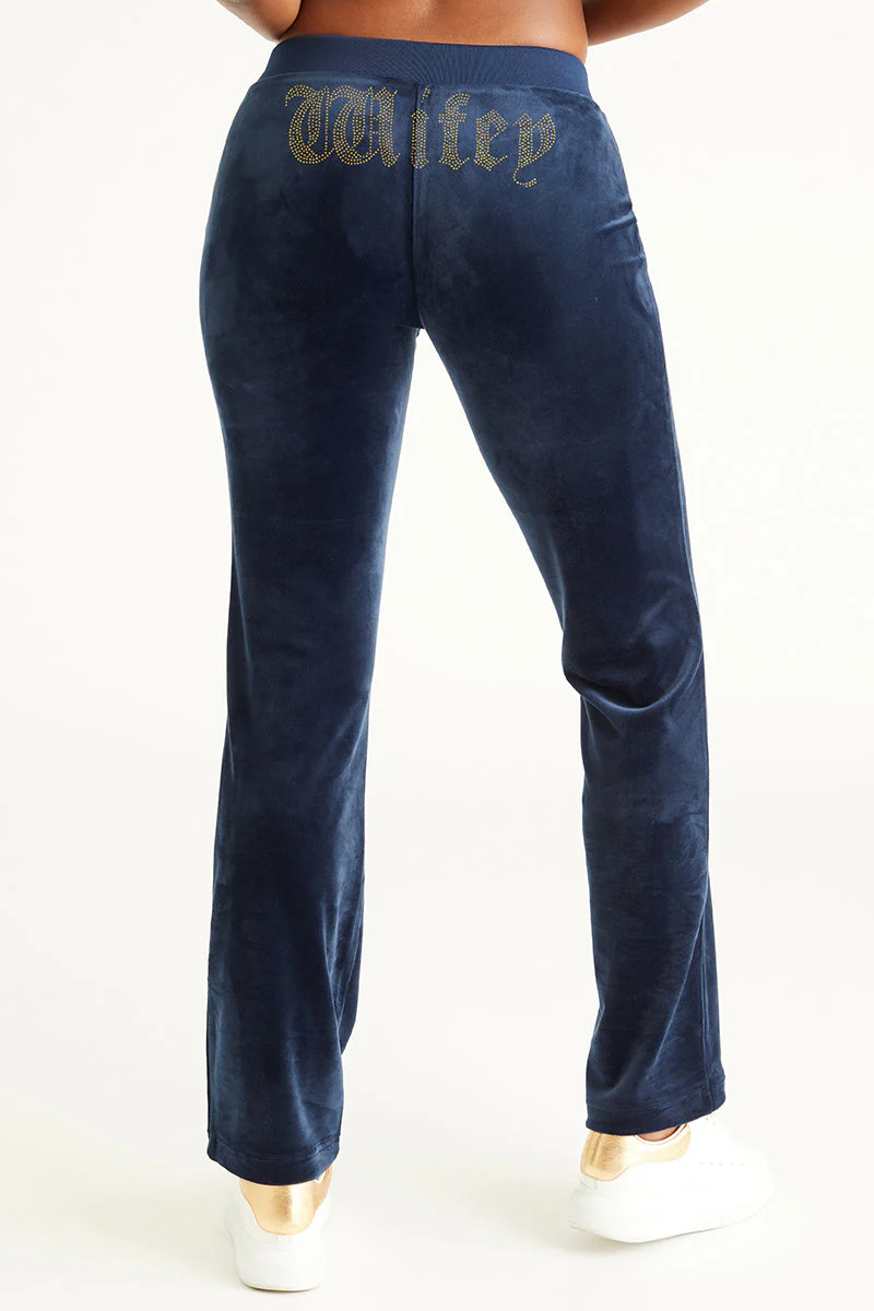 Wifey Customizable Big Bling Velour Track Pants