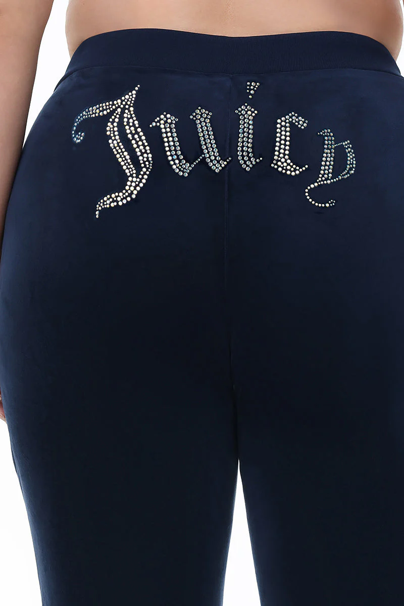 Plus-Size Technicolor Customizable Big Bling Velour Track Pants