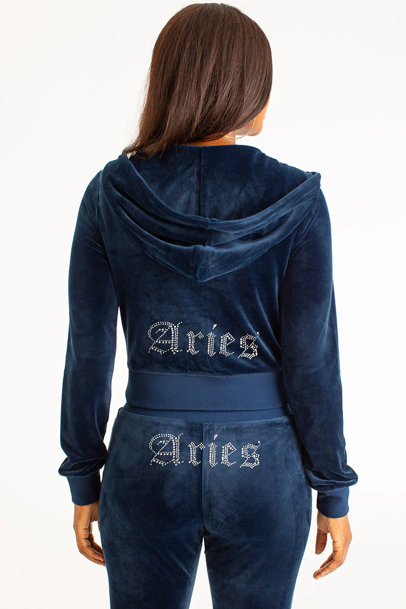 Aries Customizable Big Bling Velour Hoodie