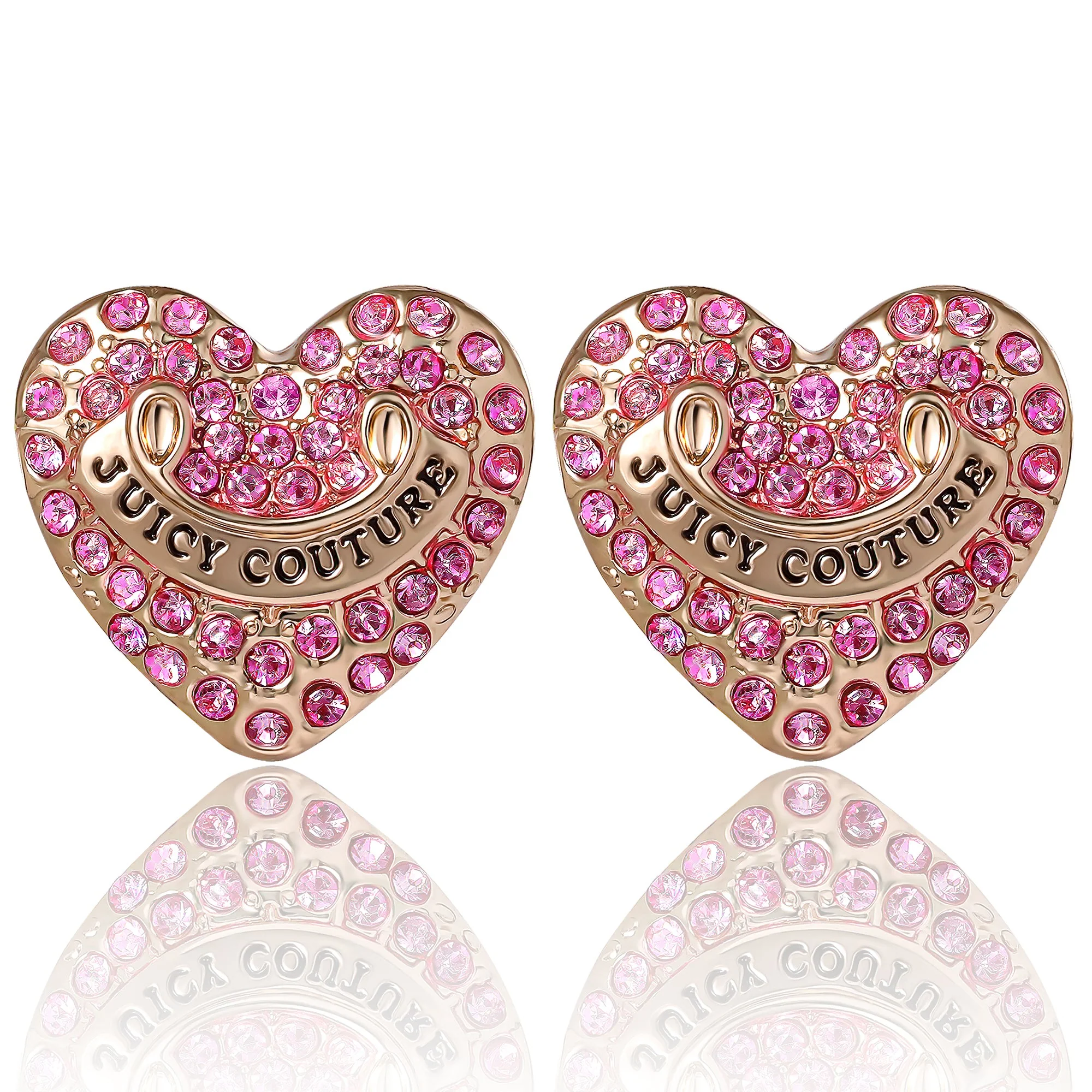 Heart Stud Earrings with Crystal Accents