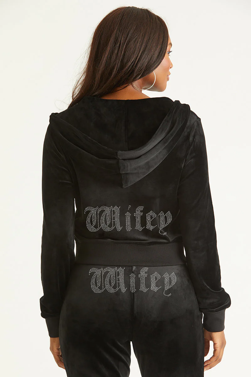 Wifey Customizable Big Bling Velour Hoodie