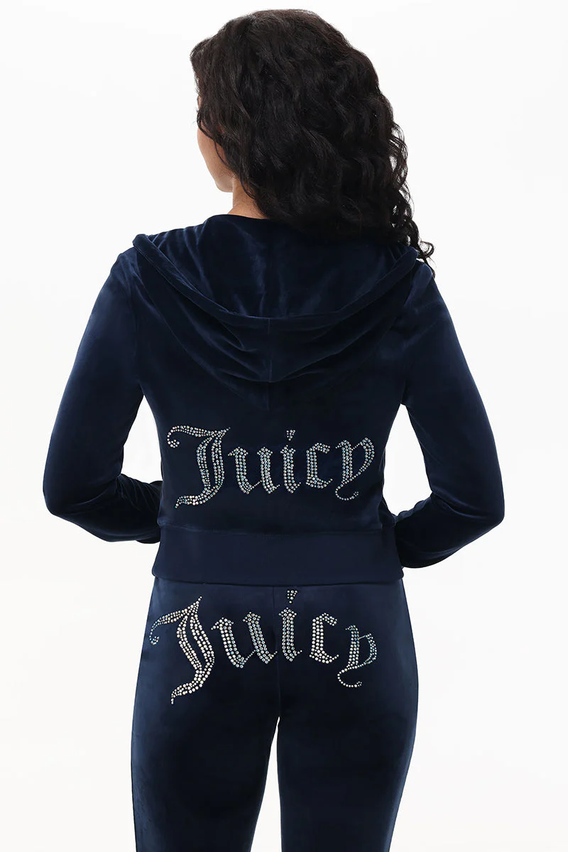 Technicolor Customizable Big Bling Velour Hoodie