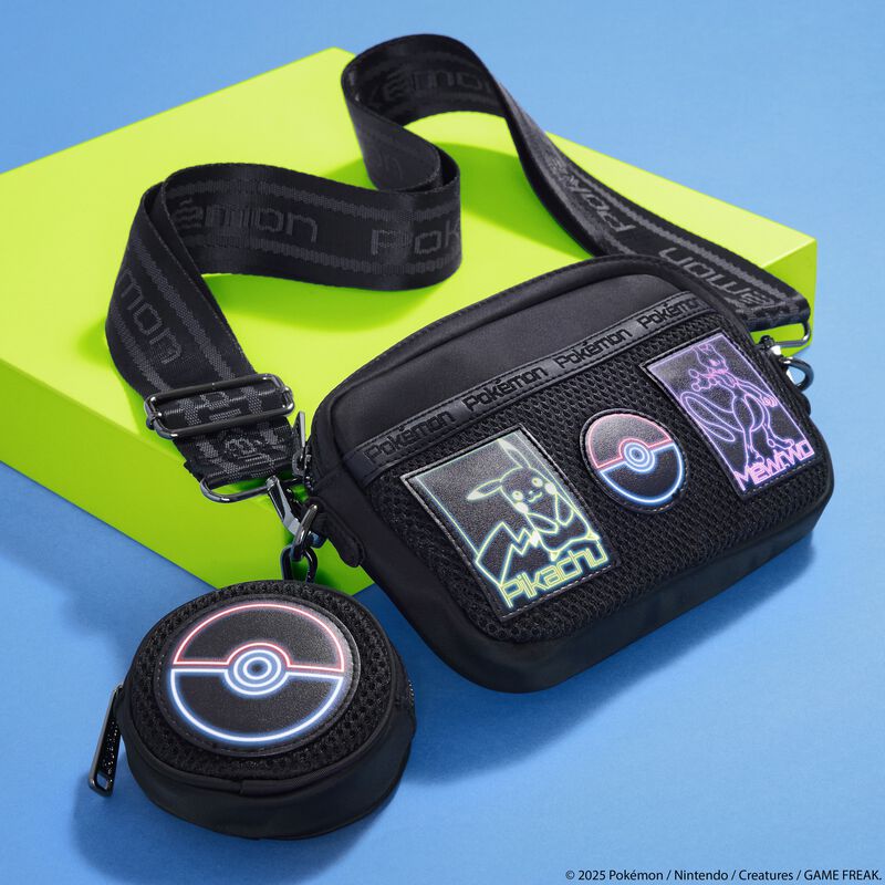 Pokémon Pikachu & Mewtwo Glow Sling Crossbody Bag with Coin Bag