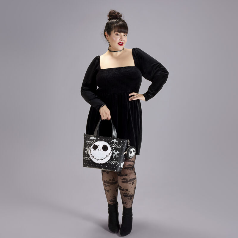The Nightmare Before Christmas Jack Skellington Reversible Sequins Tote Crossbody Bag with Coin Bag