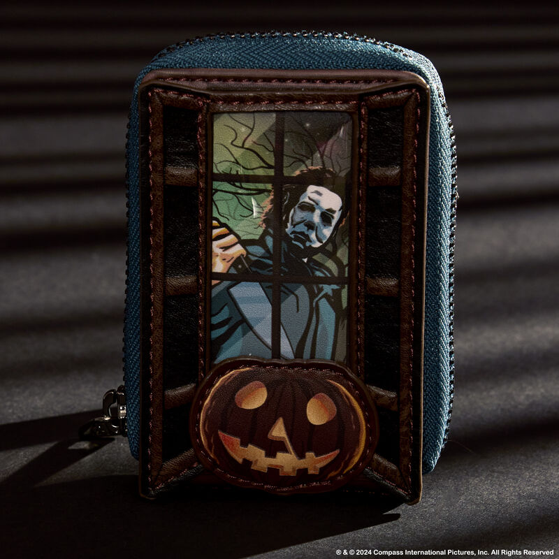 Halloween Michael Myers Pumpkin Glow Accordion Zip Around Wallet
