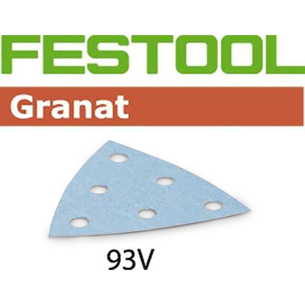 FESTOOL 93mm 120-Grit 6-Hole Hook & Loop Delta Sanding Sheet - GRANAT - 100 Piece