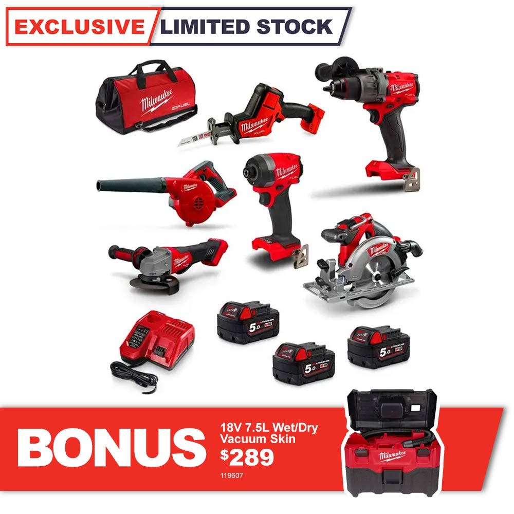 MILWAUKEE 18V FUEL™ 6 Piece 3 x 5.0Ah Combo Kit M18FPP6A3503B